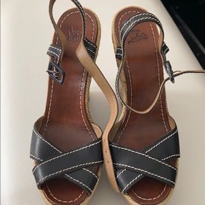 Christian Louboutin leather wedges